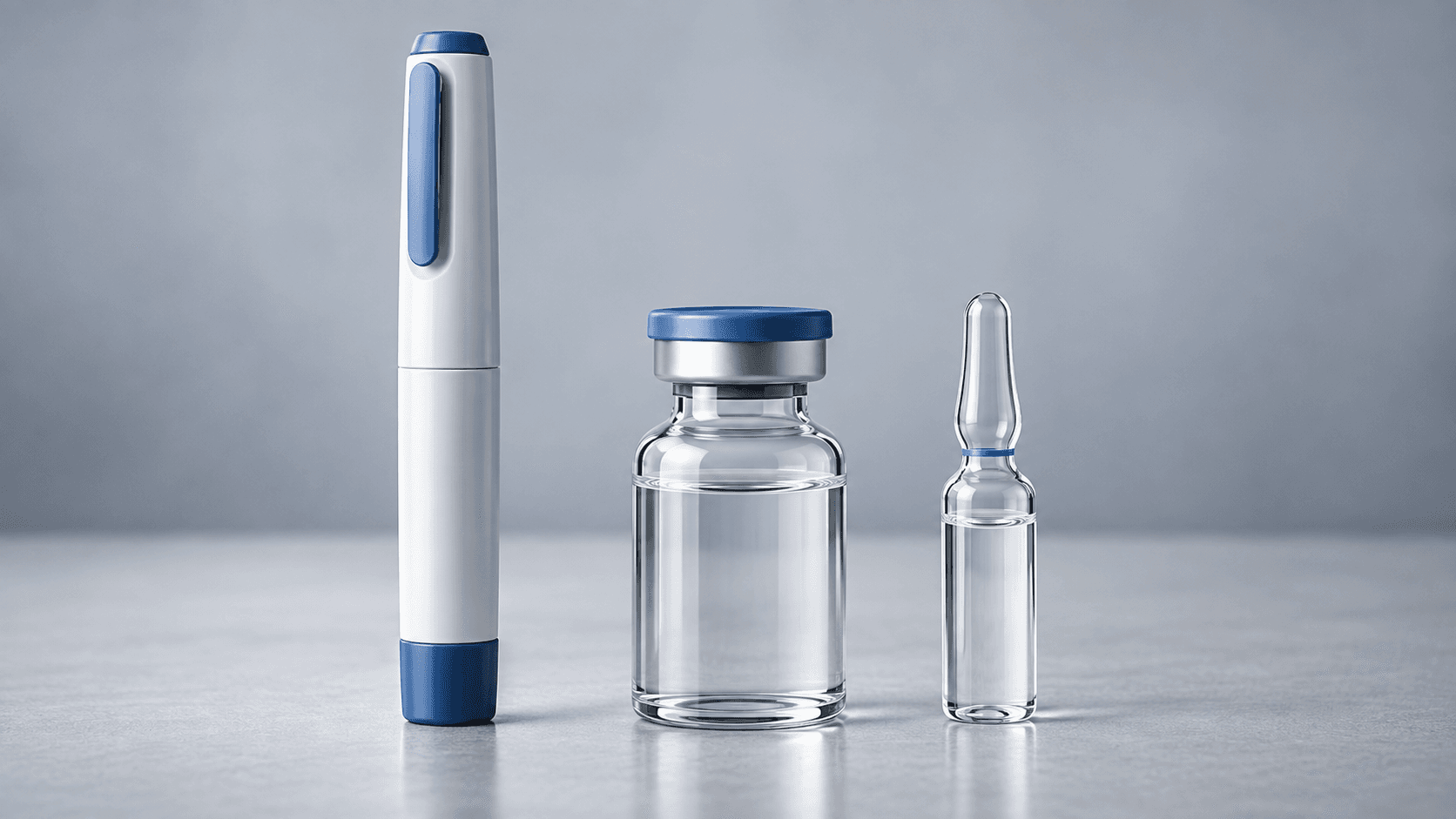 Caneta, frasco e ampola farmacêuticos