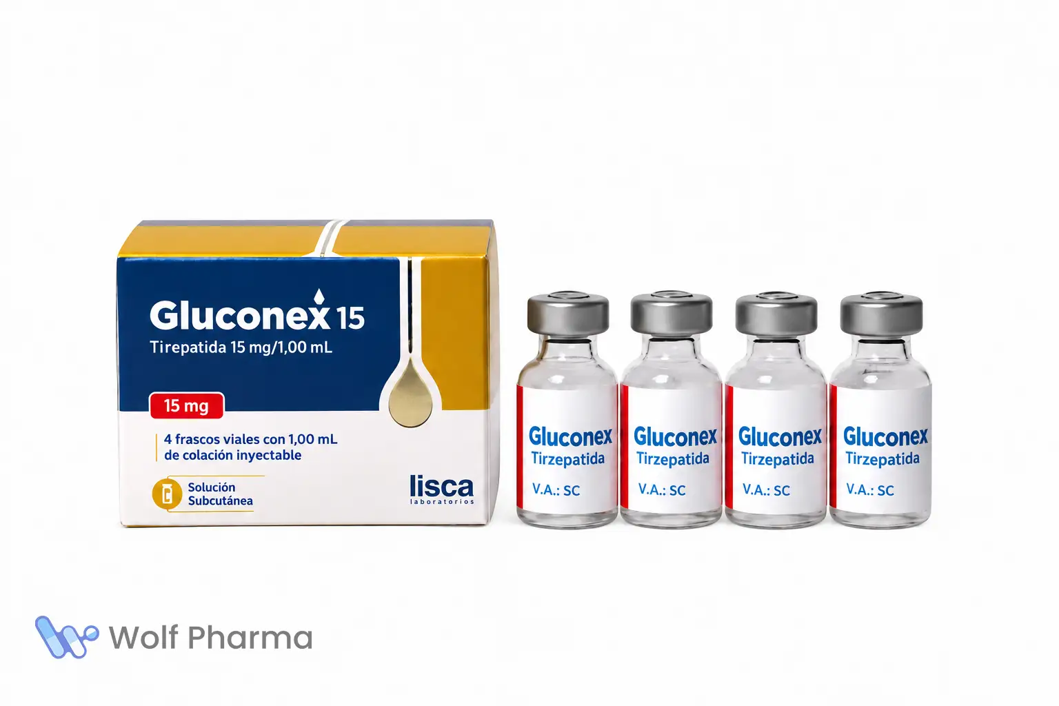 Tirzepatida Gluconex 15MG com Quatro Frascos Na Wolf Pharma